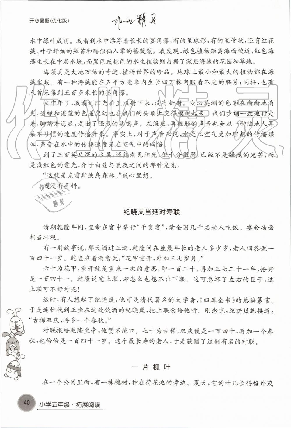 2019年开心暑假小学五年级优化版译林出版社 第40页