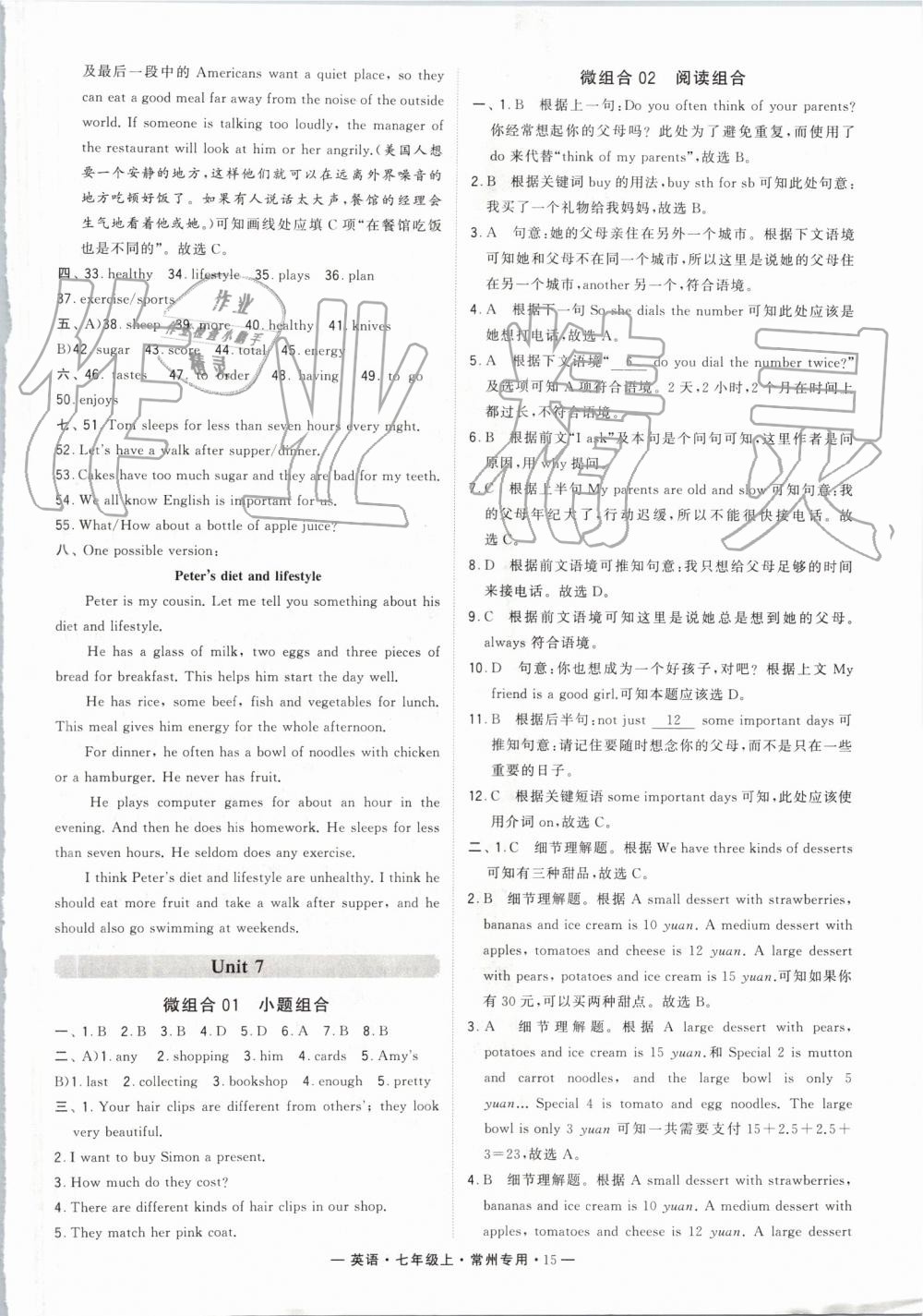 2019年經(jīng)綸學典學霸組合訓練七年級英語上冊譯林版常州專用 第15頁