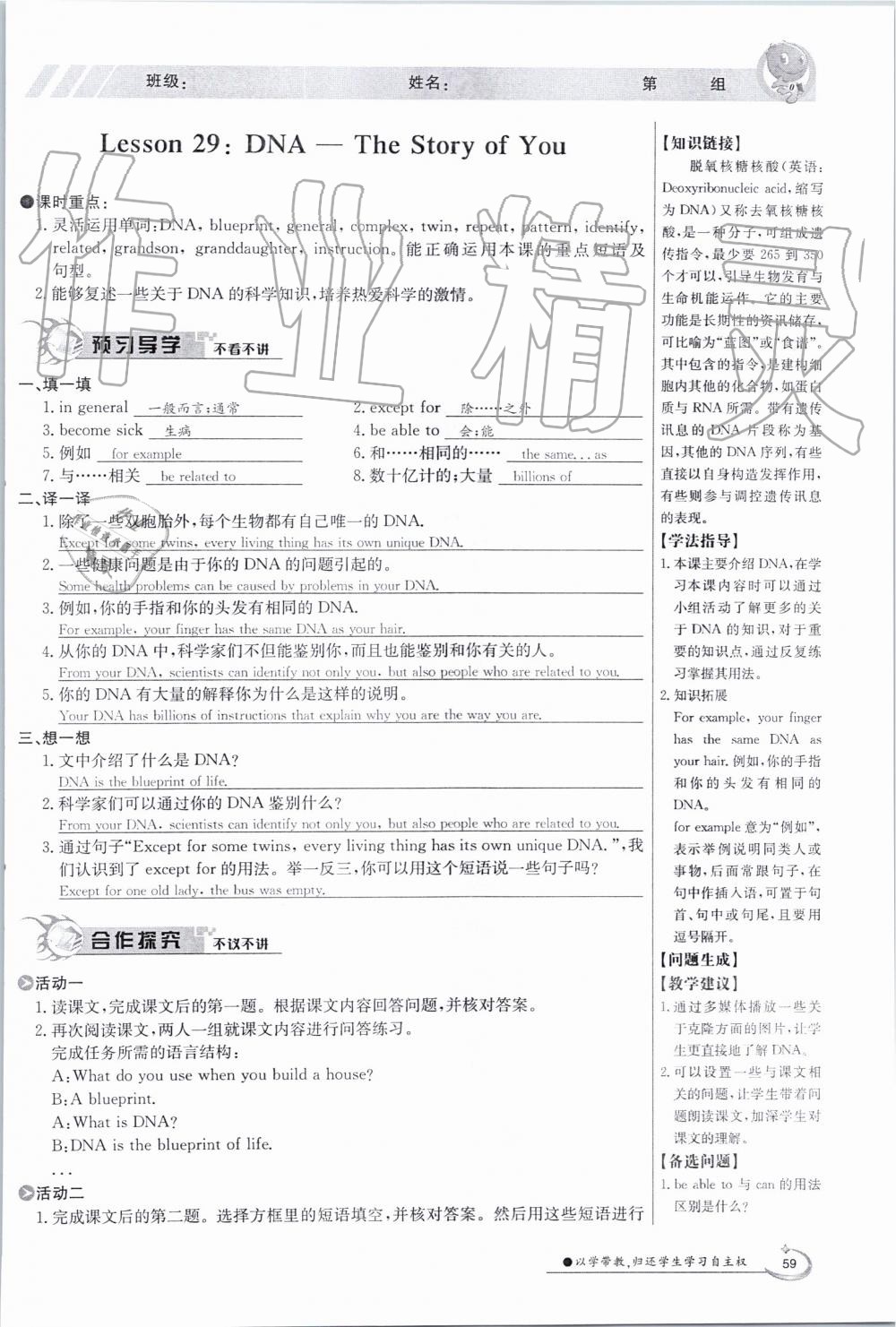 2019年金太陽導學案九年級英語全一冊冀教版 第59頁