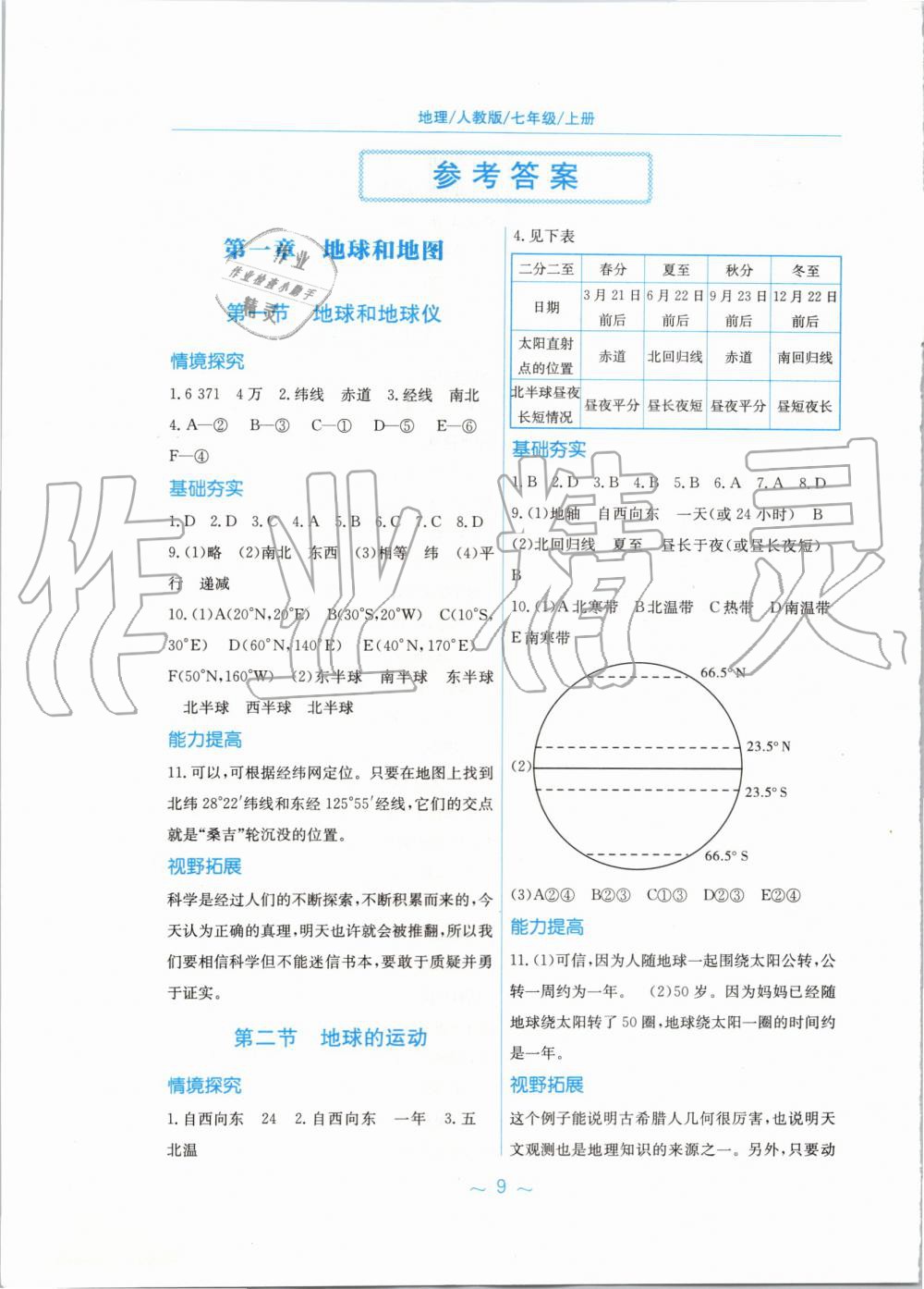 2019年新編基礎(chǔ)訓(xùn)練七年級(jí)地理上冊(cè)人教版 第1頁(yè)