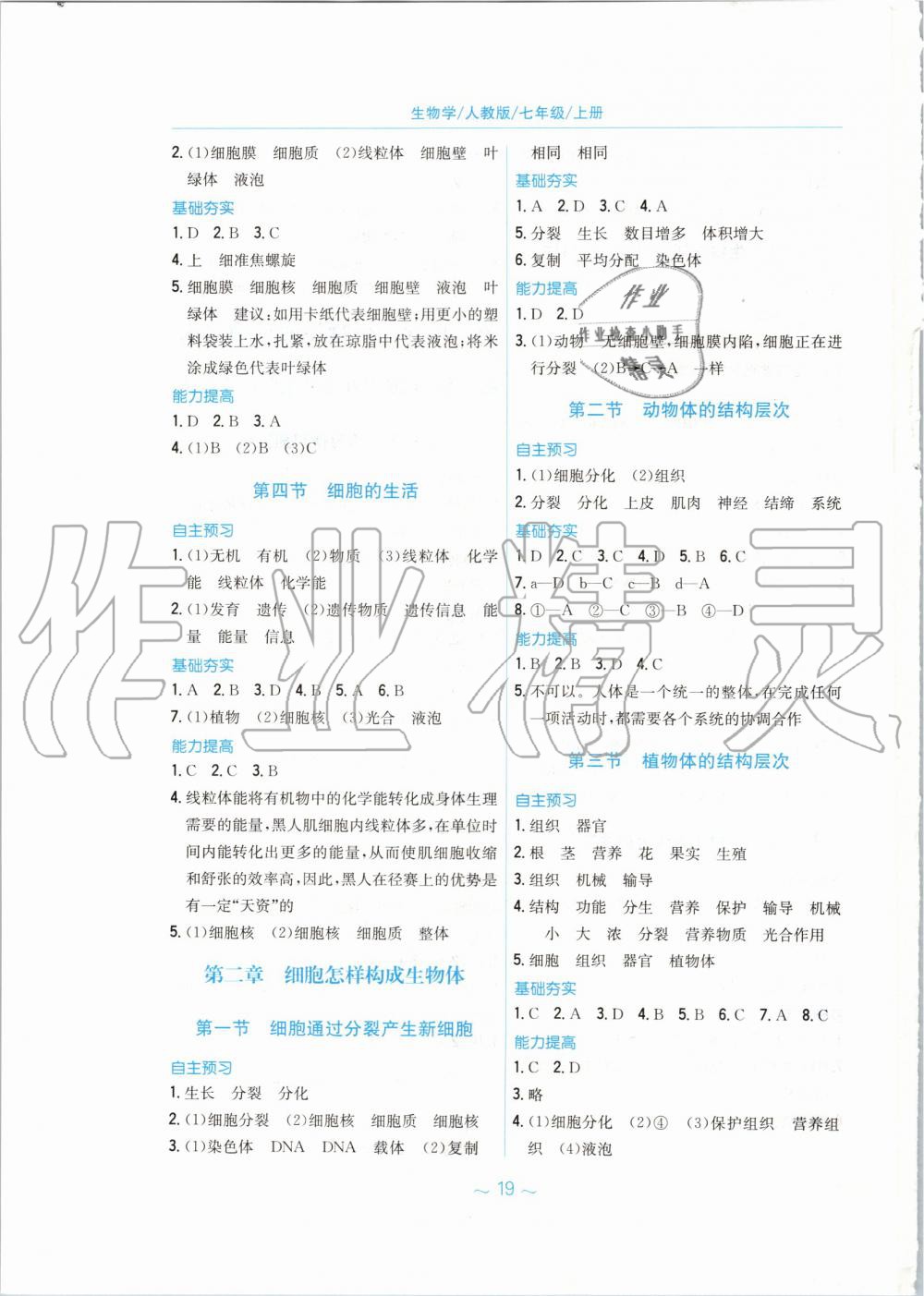 2019年新編基礎訓練七年級生物學上冊人教版 第3頁