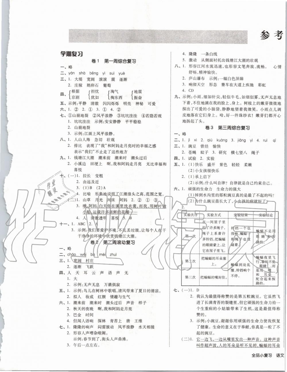 2019年全品小復(fù)習(xí)四年級語文上冊人教版 第1頁