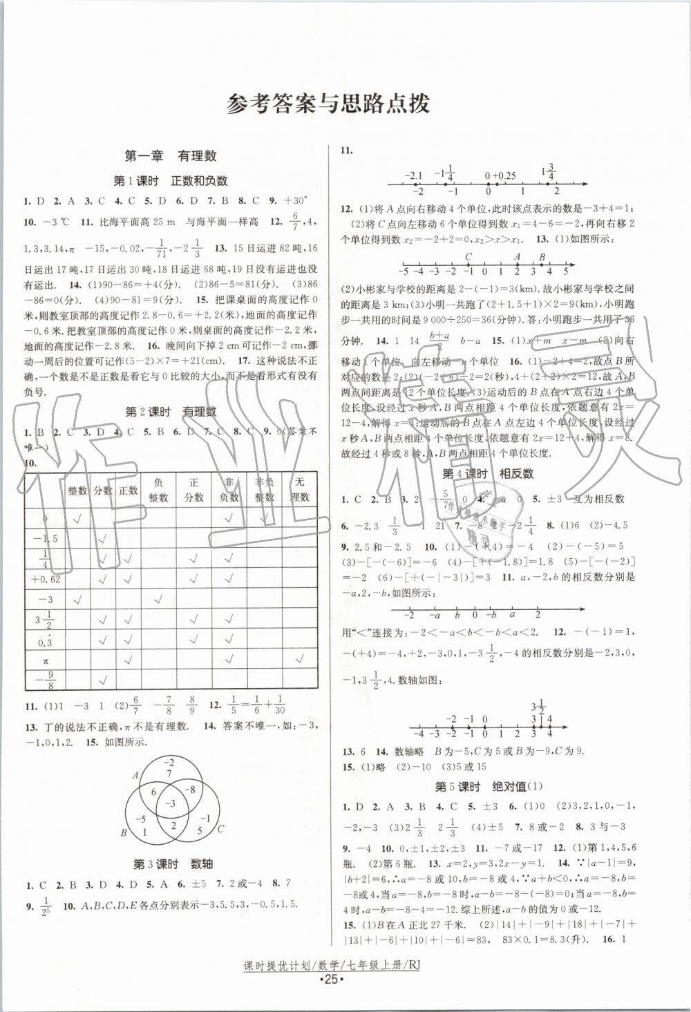 2019年課時提優(yōu)計劃作業(yè)本七年級數(shù)學(xué)上冊人教版 第1頁