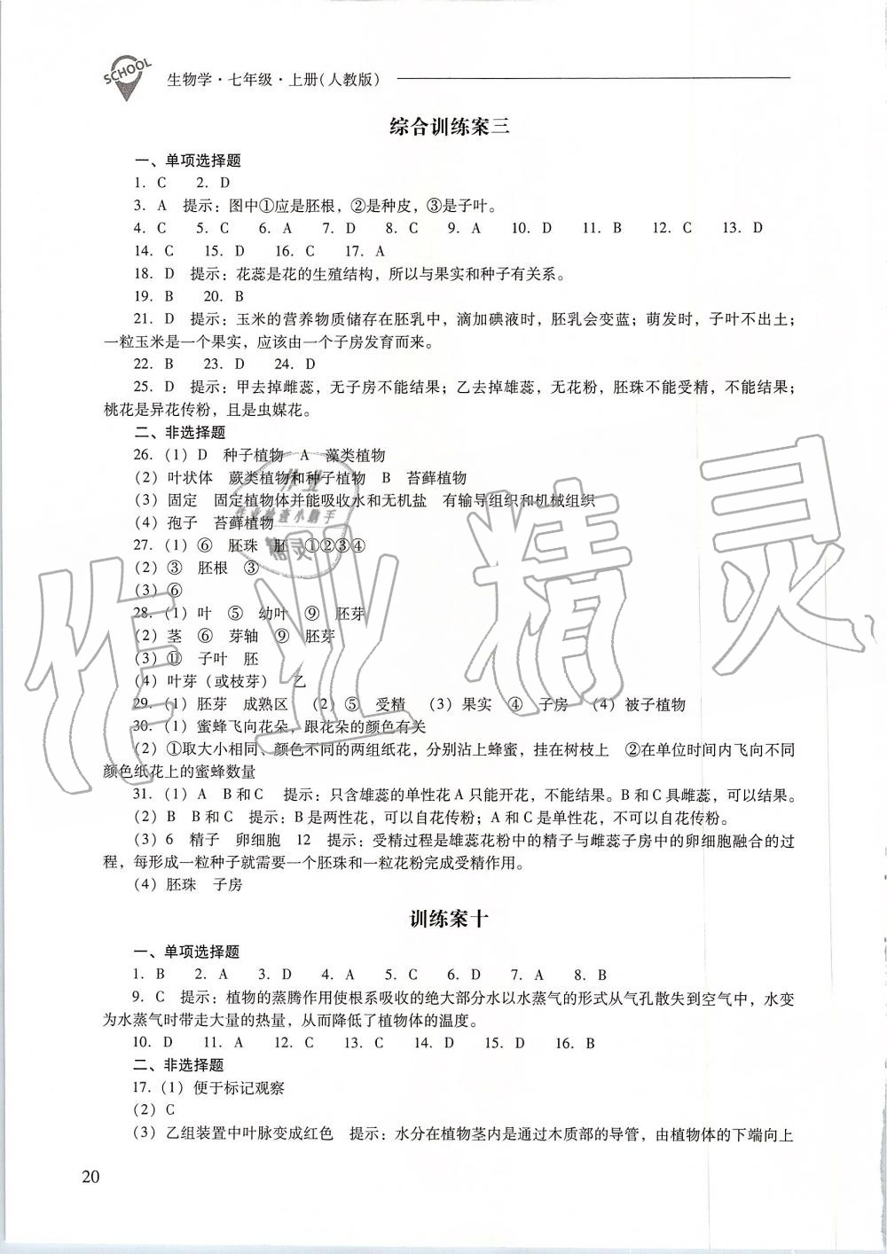 2019年新課程問題解決導(dǎo)學(xué)方案七年級生物學(xué)上冊人教版 第20頁