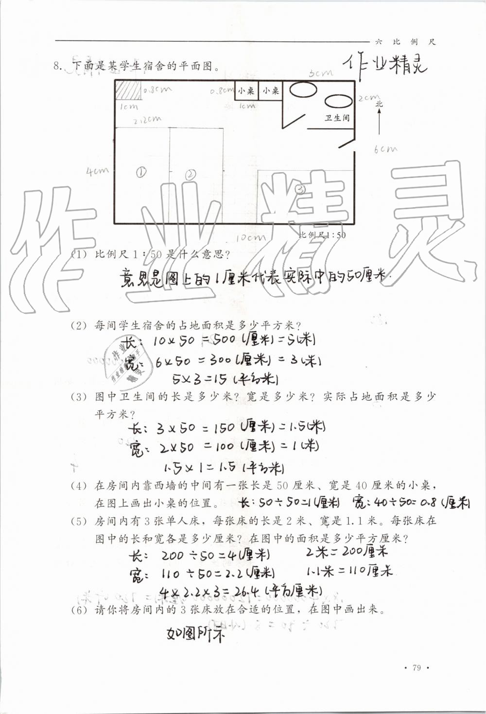 2019年同步练习册六年级数学上册冀教版河北教育出版社 第79页