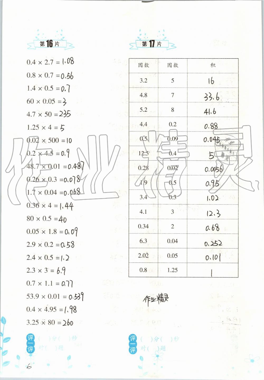 2019年小學(xué)數(shù)學(xué)口算訓(xùn)練五年級上冊人教版雙色升級版 第6頁