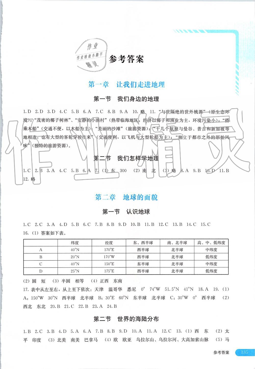 2019年地理助学读本七年级上册湘教版第1页