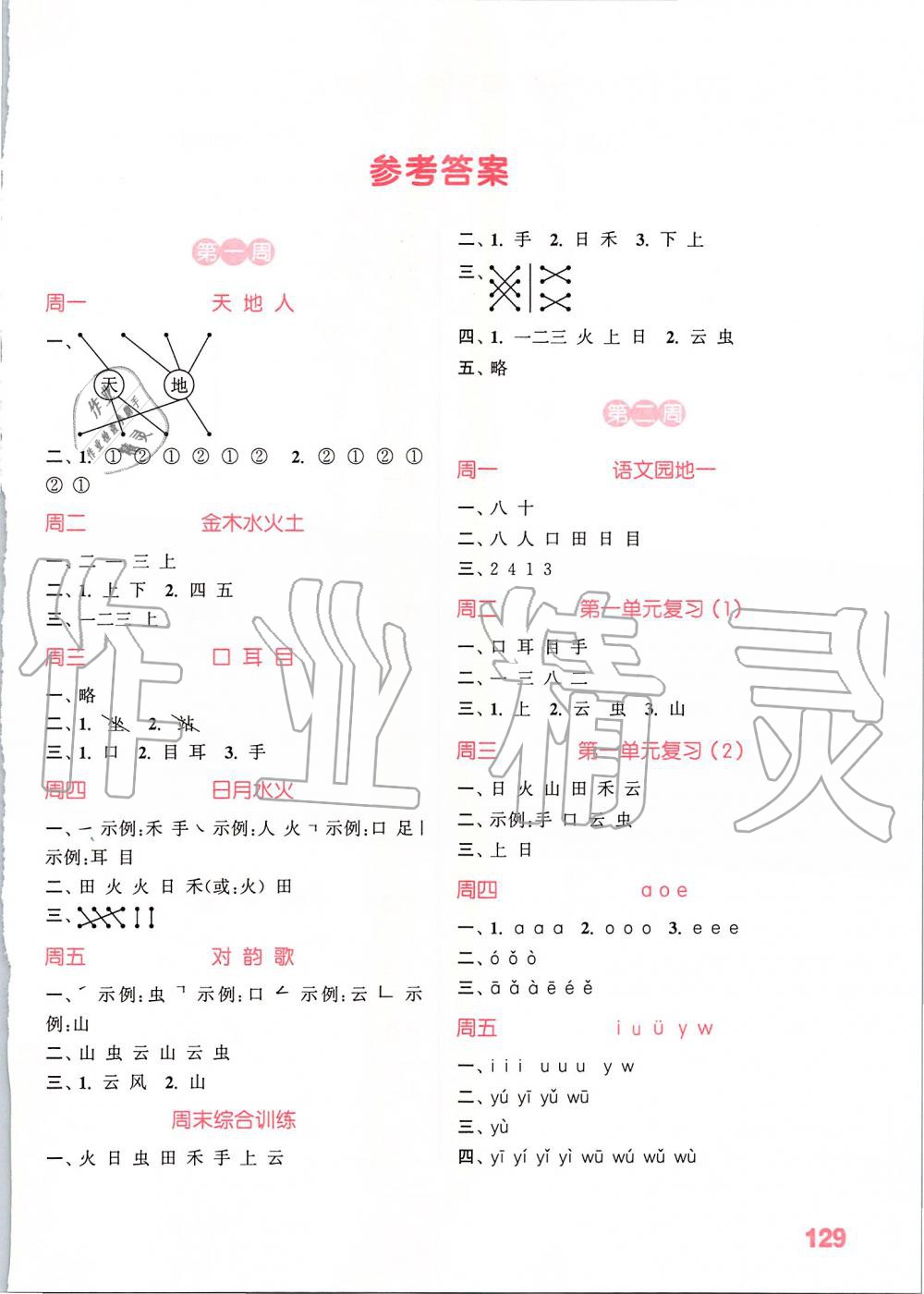 2019年小學(xué)語文默寫能手一年級上冊人教版江蘇專用 第1頁