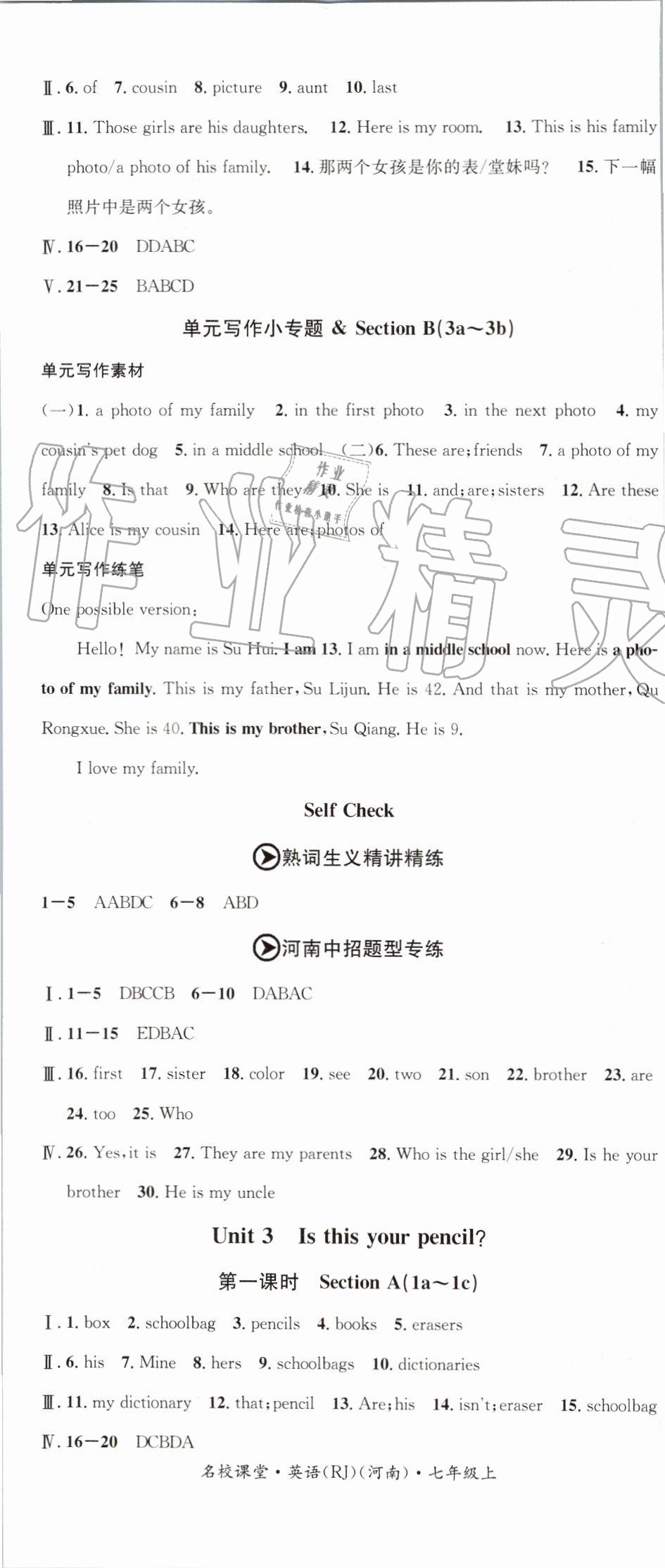 2019年名校課堂七年級英語上冊人教版河南專版 第5頁