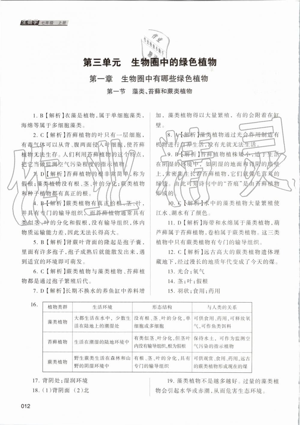 2019年學(xué)習(xí)質(zhì)量監(jiān)測七年級生物學(xué)上冊人教版 第12頁