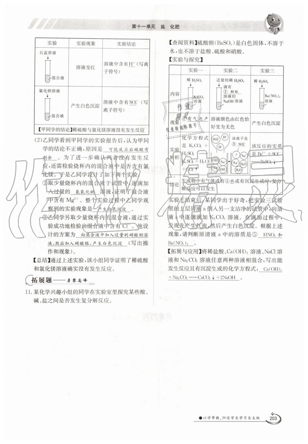 2019年金太陽導學案九年級化學全一冊人教版 第203頁