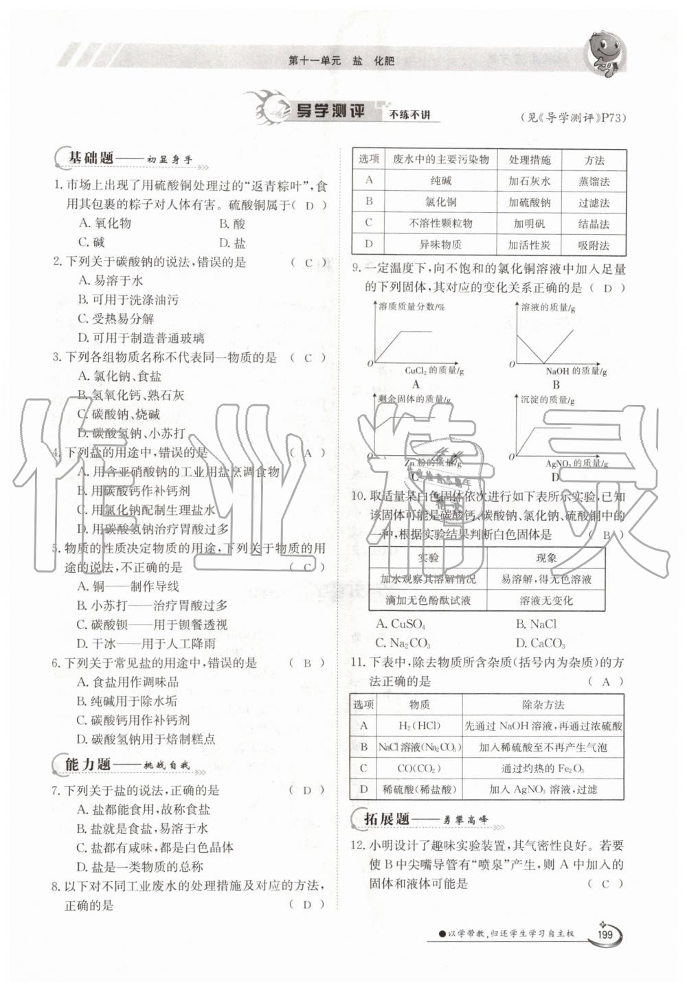 2019年金太陽導(dǎo)學(xué)案九年級(jí)化學(xué)全一冊(cè)人教版 第199頁