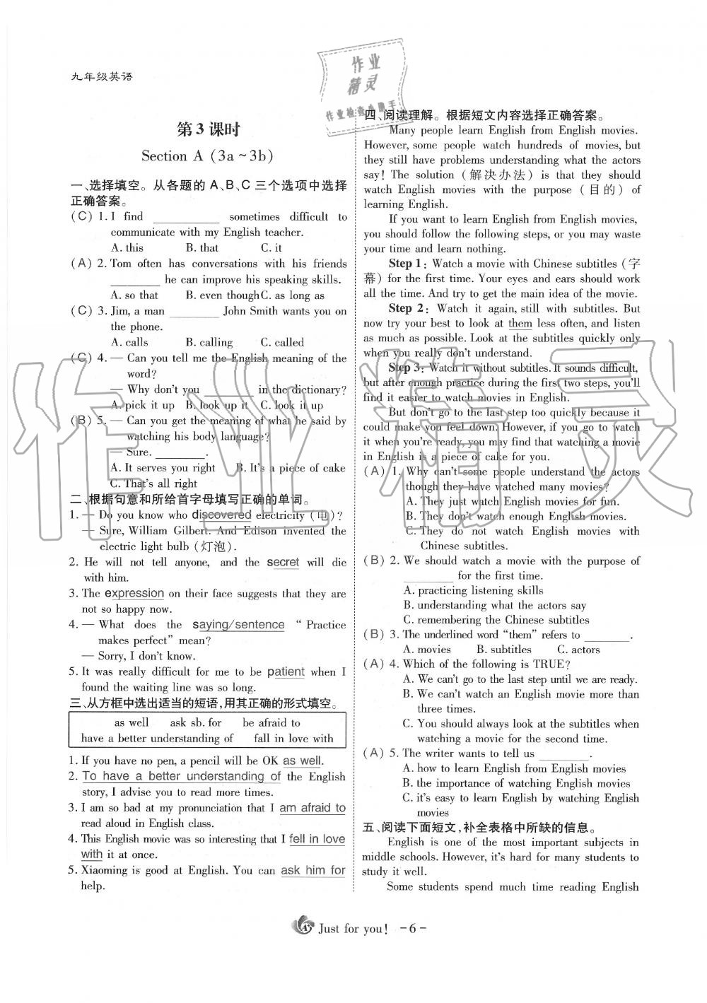 2019年蓉城优课堂给力A加九年级英语全一册人教版 第6页