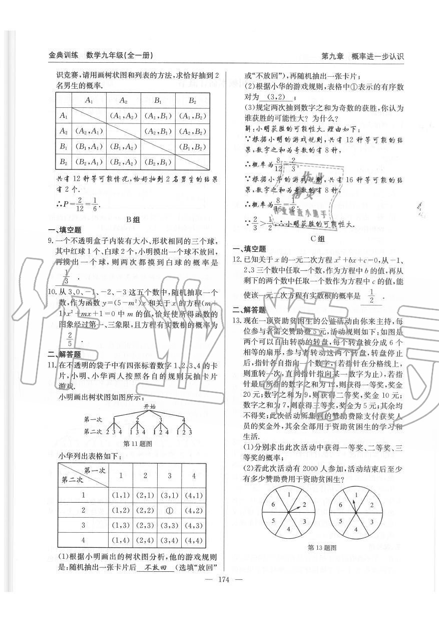 2019年金典训练九年级数学全一册北师大版 第174页