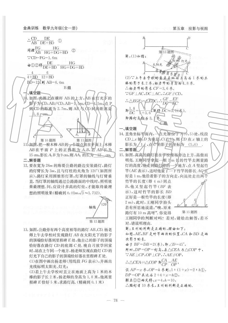 2019年金典训练九年级数学全一册北师大版 第78页