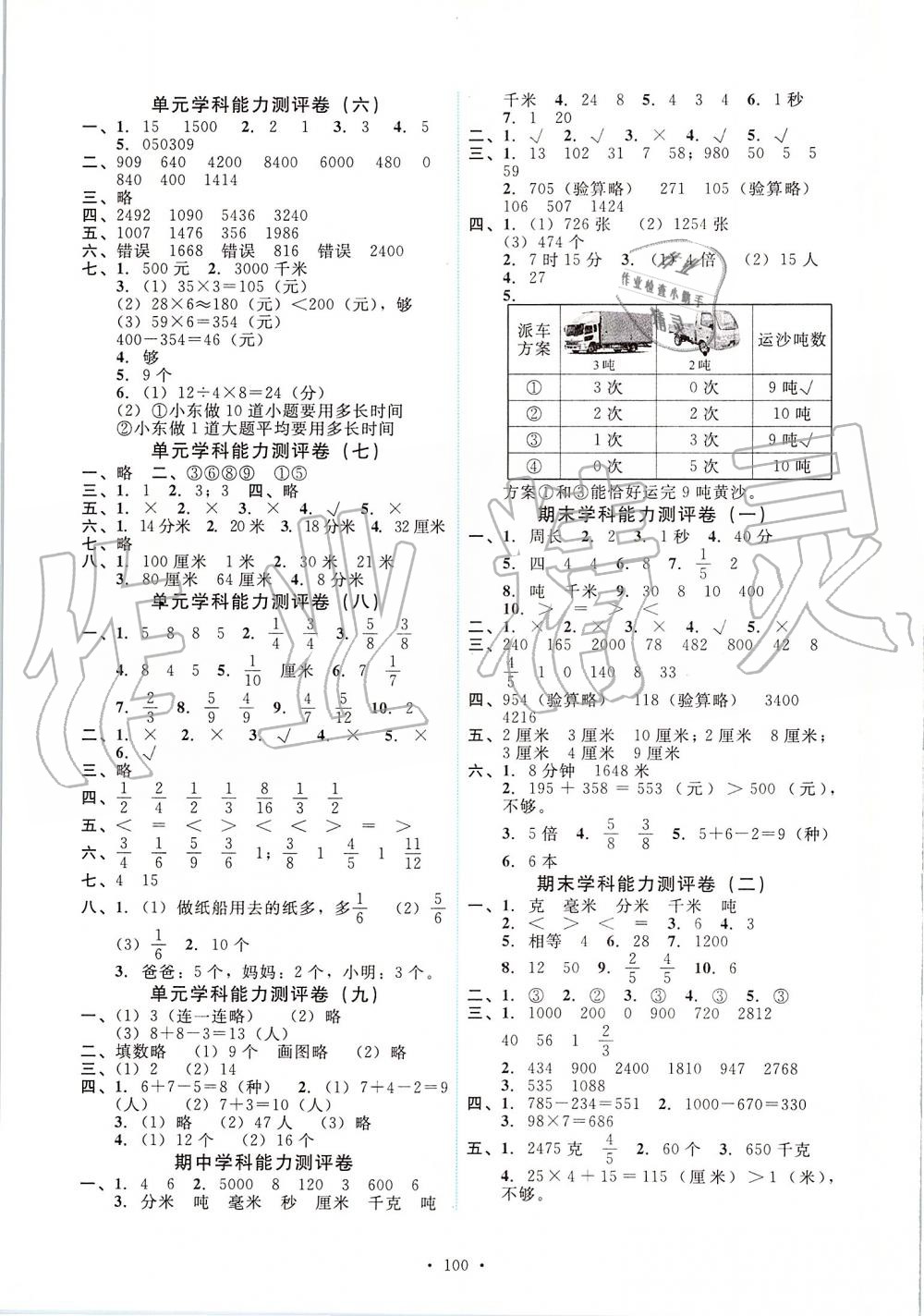 2019年能力培養(yǎng)與測試三年級數(shù)學(xué)上冊人教版 第8頁