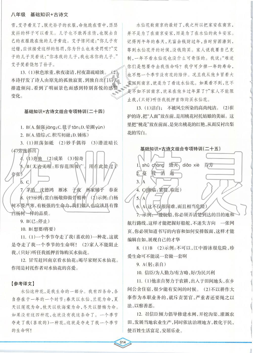 2019年初中语文专项突破特训基础知识加古诗文八年级 第14页