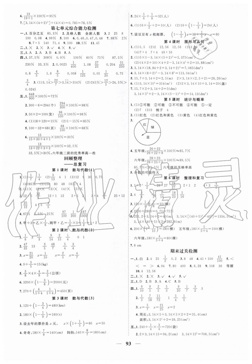 2019年陽光同學(xué)課時優(yōu)化作業(yè)六年級數(shù)學(xué)上冊青島版 第9頁