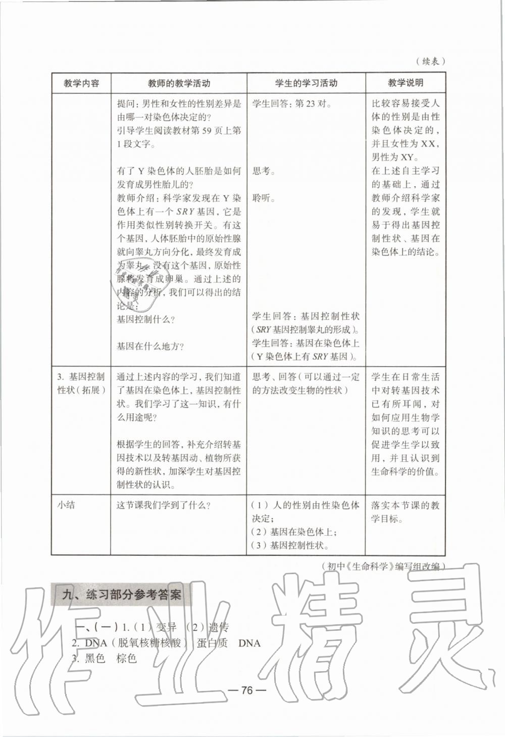 2019年生命科學(xué)練習(xí)部分初中第一冊滬教版 第70頁