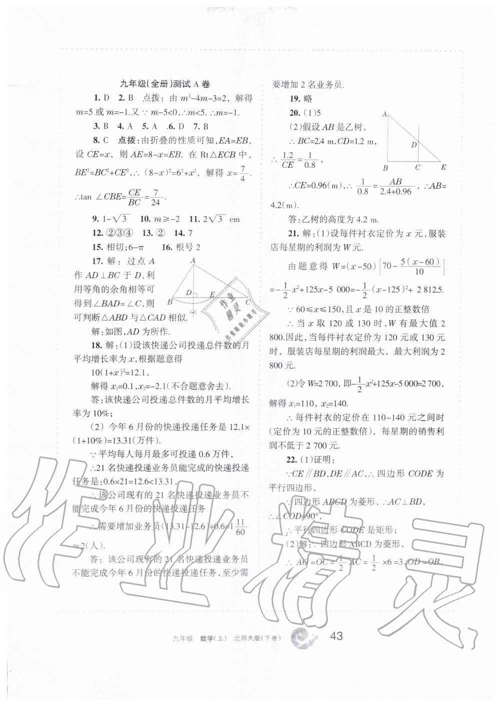 2019年学习之友九年级数学上册北师大版 第43页