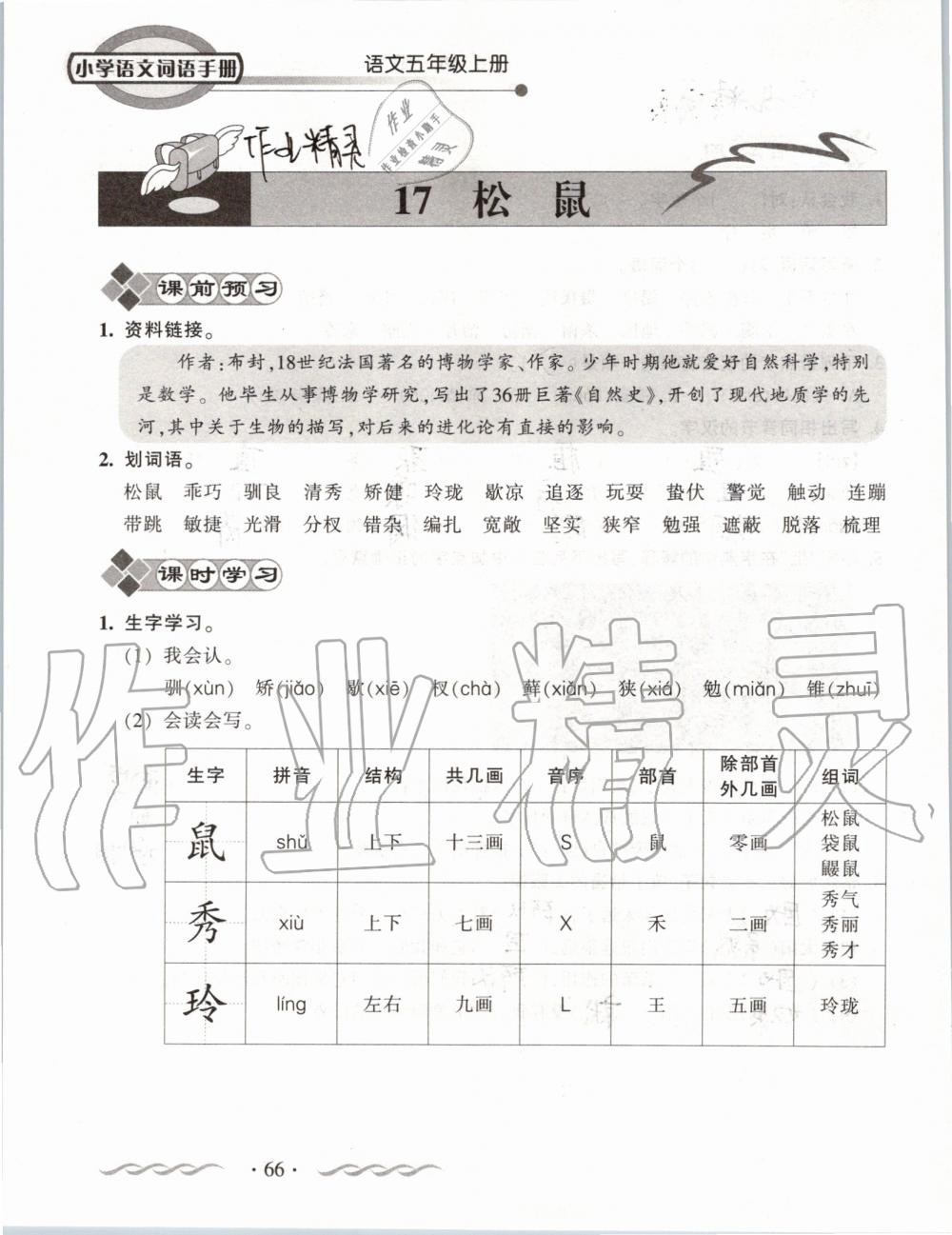 2019年小学语文词语手册五年级上册人教版 第66页