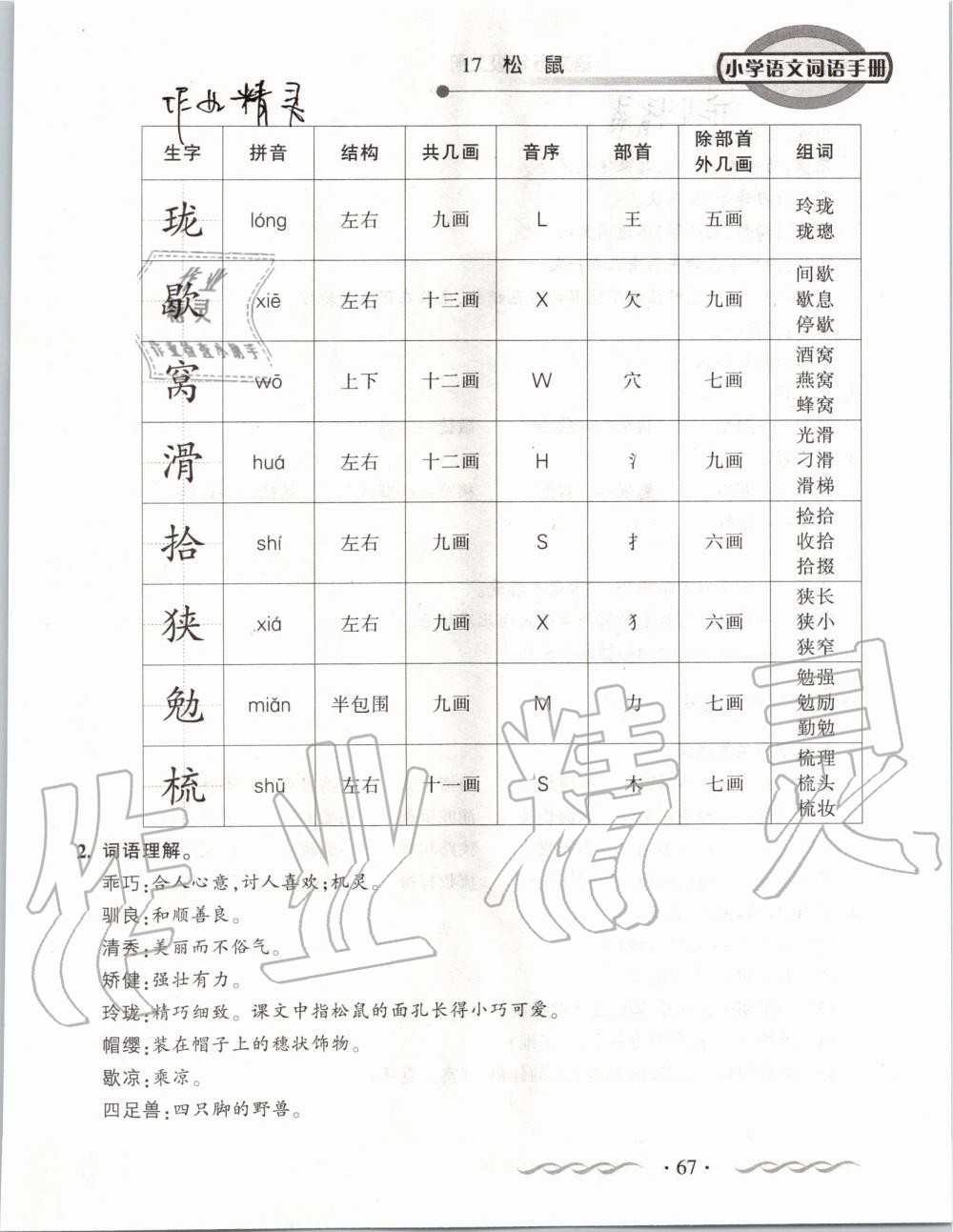 2019年小學語文詞語手冊五年級上冊人教版 第67頁