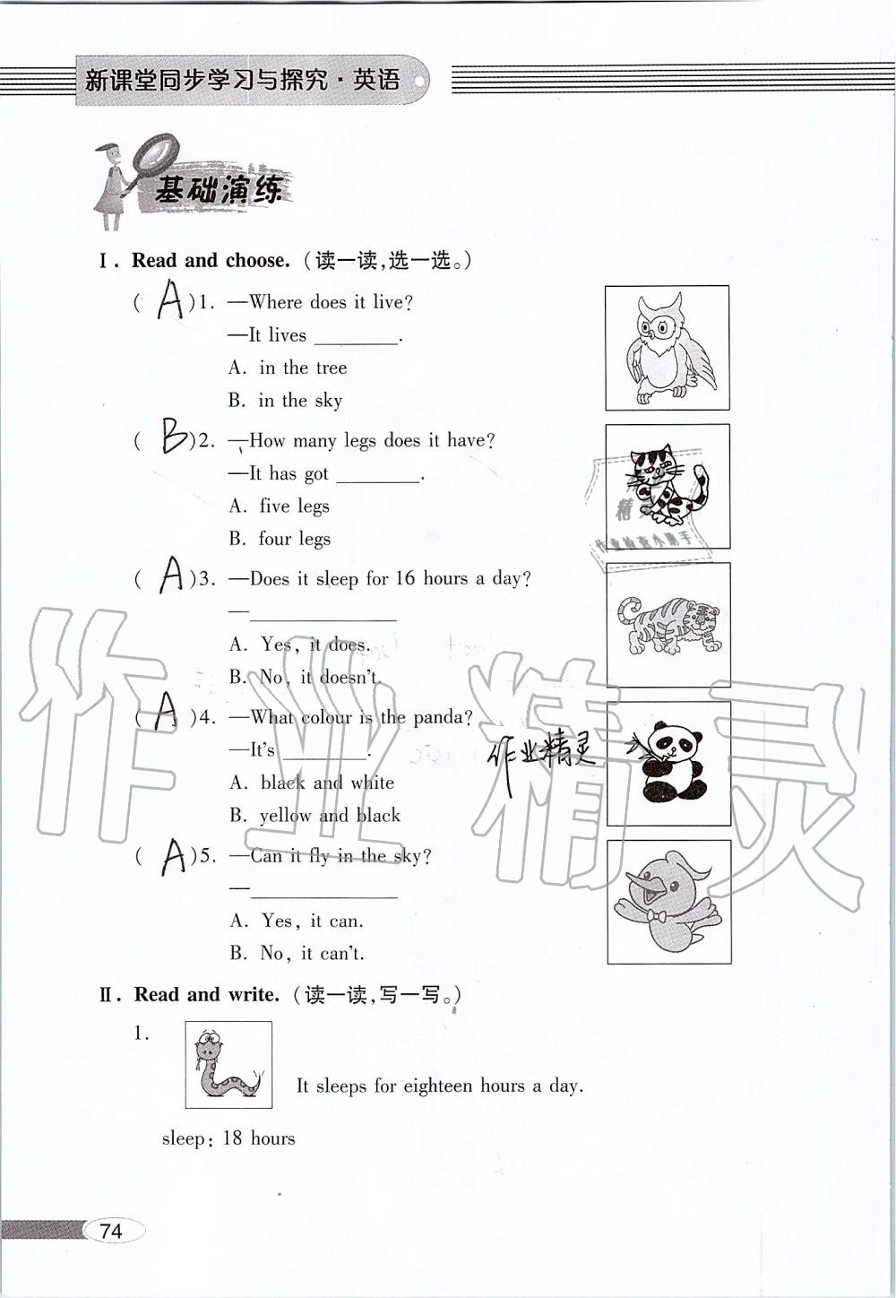 2019年新课堂同步学习与探究六年级英语上学期外研版 第74页