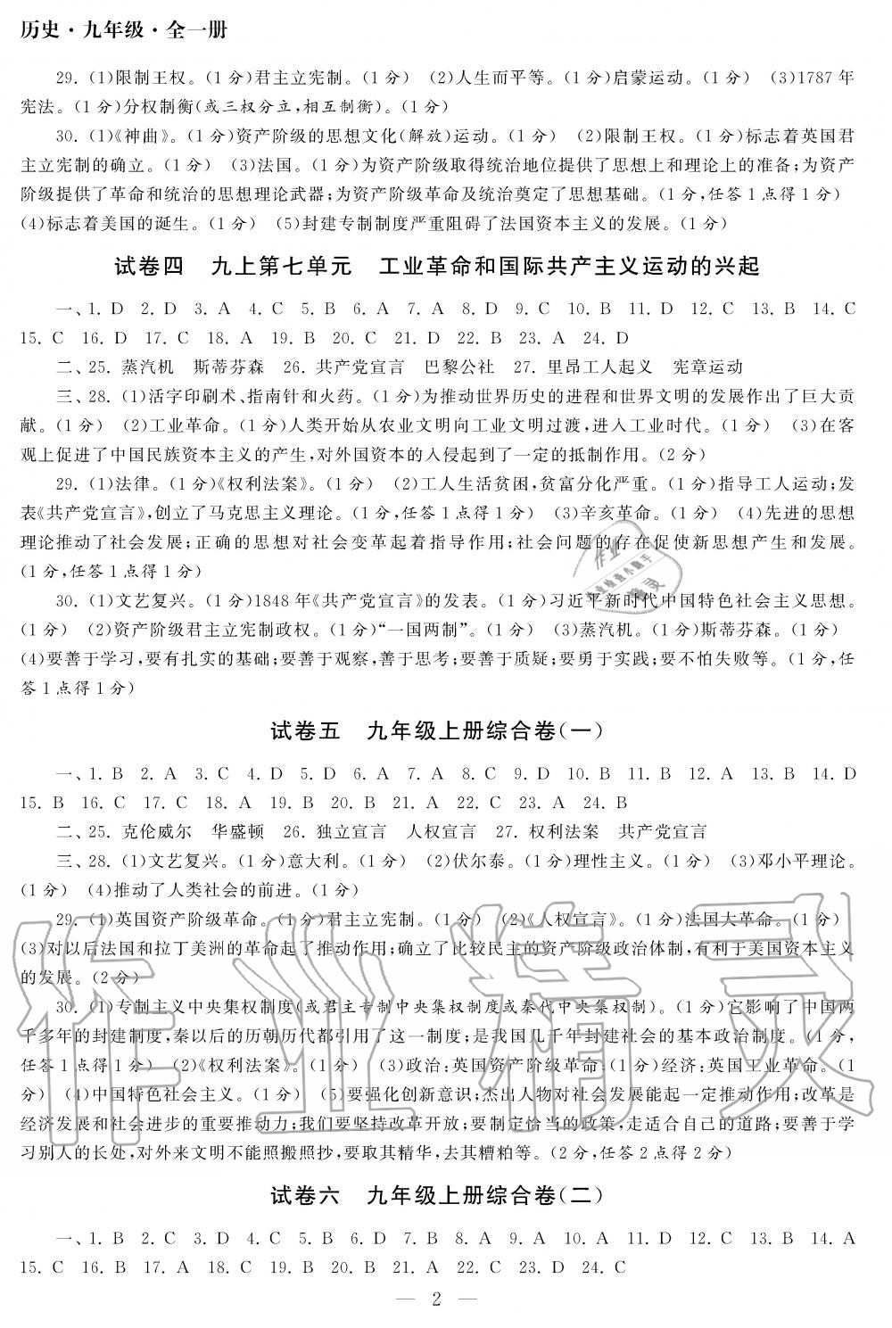 2019年智慧學(xué)習(xí)初中學(xué)科單元試卷九年級歷史全一冊人教版 第2頁