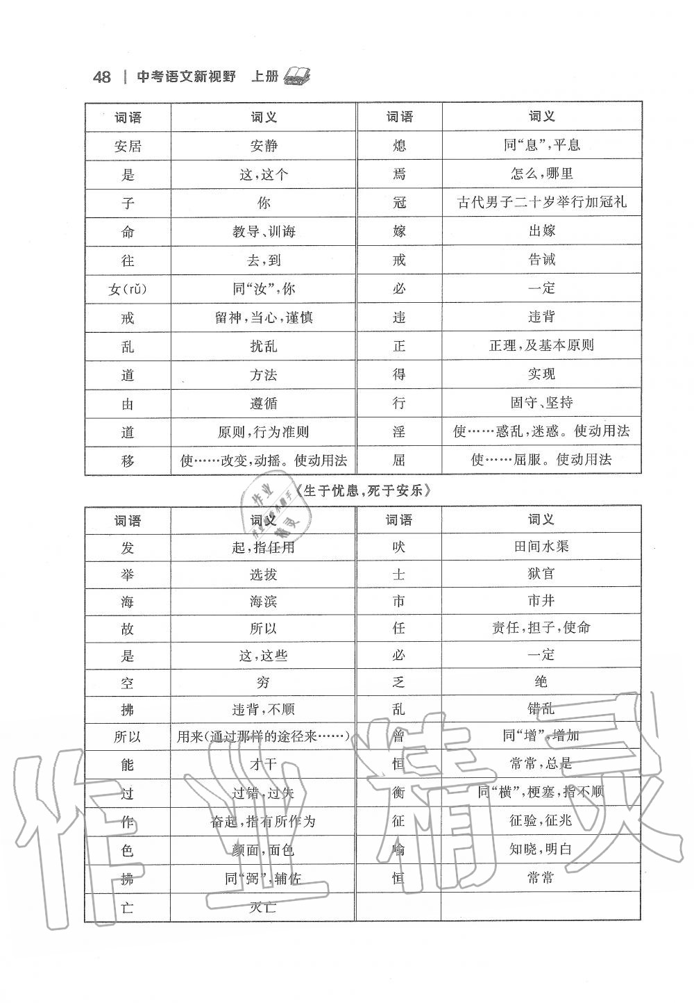 2020年中考语文新视野九年级上册人教版 第48页