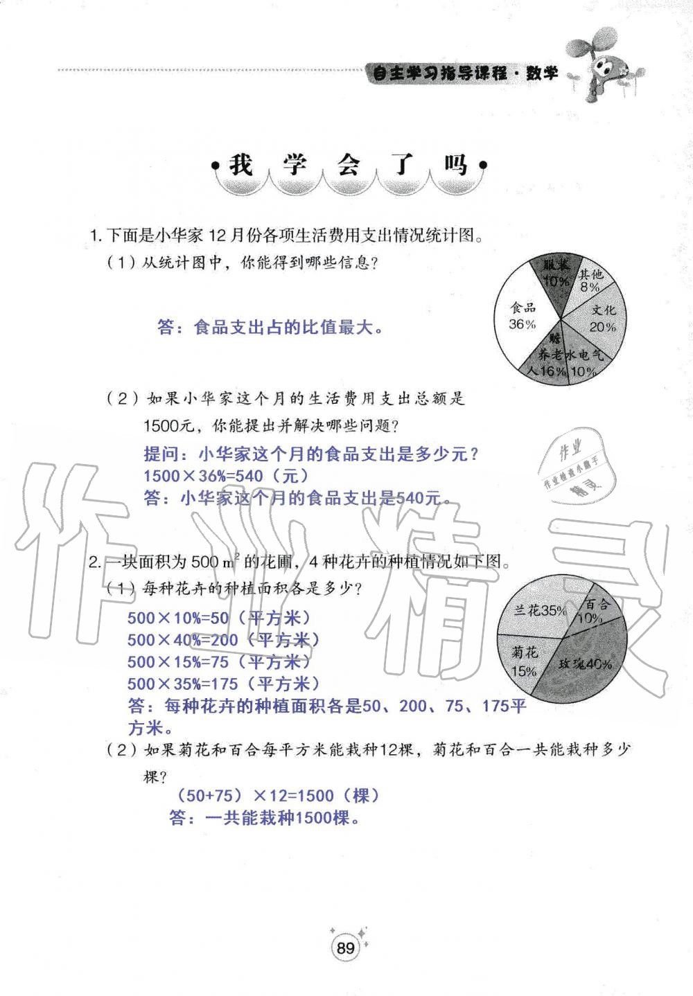 2019年自主學(xué)習(xí)指導(dǎo)課程六年級(jí)數(shù)學(xué)上冊(cè)人教版 第89頁