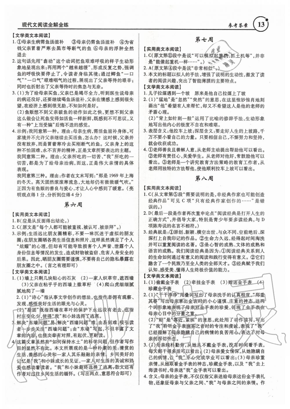2019年广东现代文阅读全解全练七至九年级 第13页