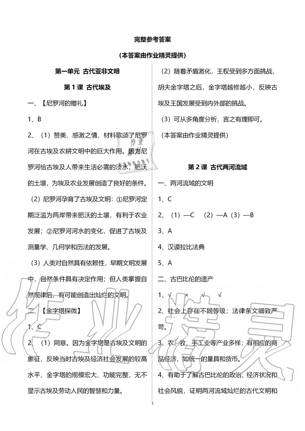 2019年世界歷史練習(xí)部分九年級(jí)第一冊(cè)人教版五四制 第1頁(yè)