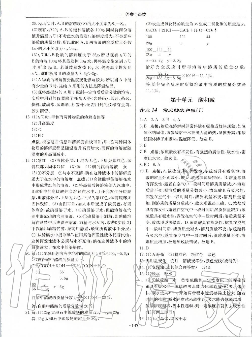 2020年启东中学作业本九年级化学下册人教版 第9页