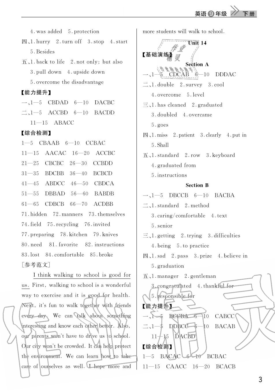 2020年智慧學(xué)習(xí)天天向上課堂作業(yè)九年級(jí)英語下冊(cè)人教版 第3頁