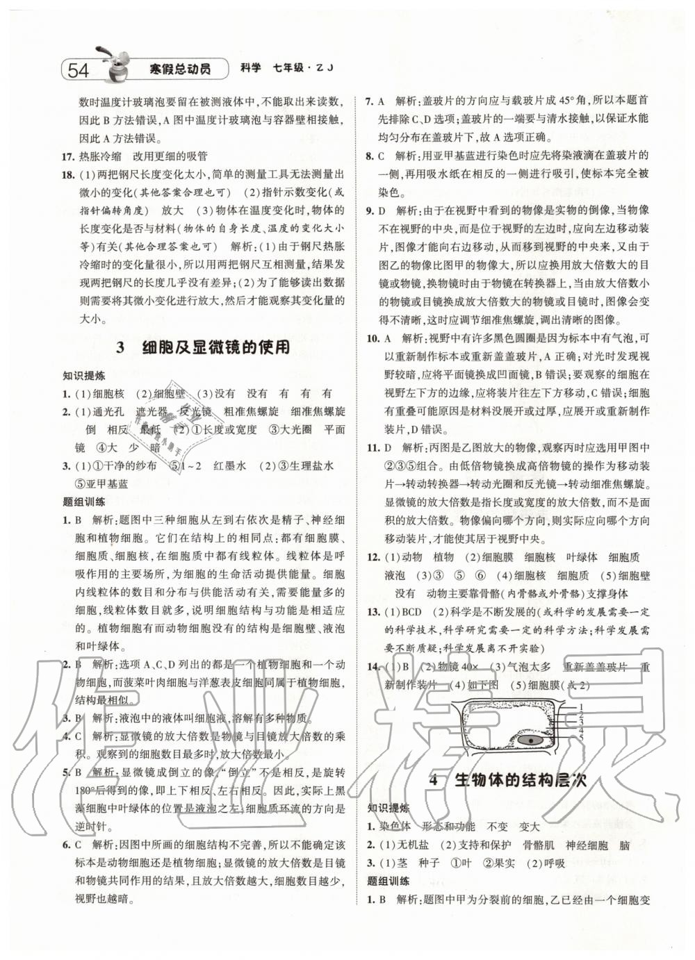 2020年经纶学典寒假总动员七年级科学浙教版 第3页