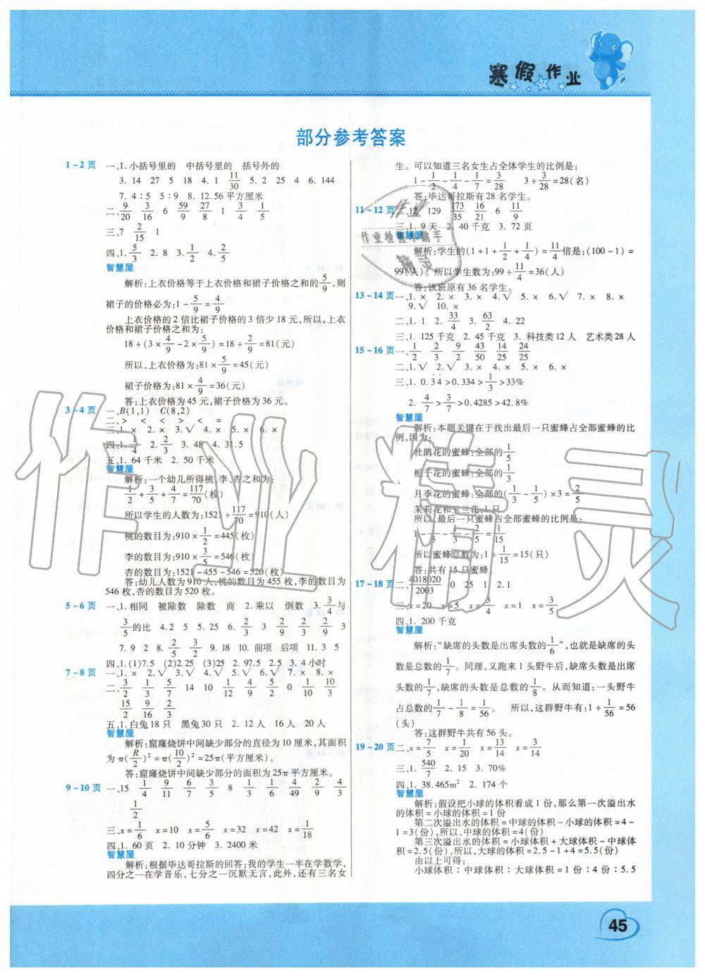 2020年新銳圖書假期園地小學(xué)數(shù)學(xué)寒假作業(yè)六年級人教版 第1頁