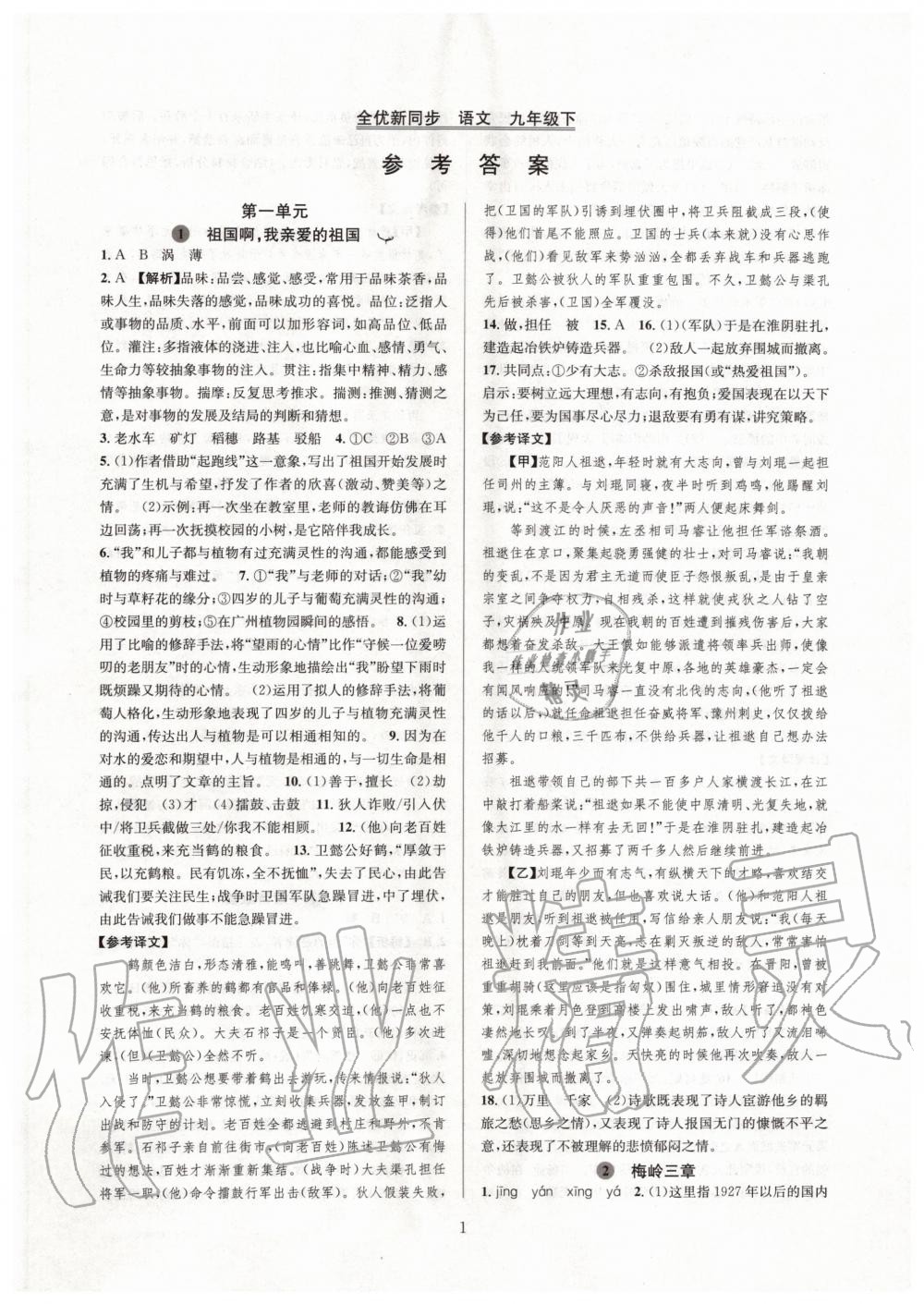 2020年全優(yōu)新同步九年級(jí)語(yǔ)文下冊(cè)人教版 第1頁(yè)