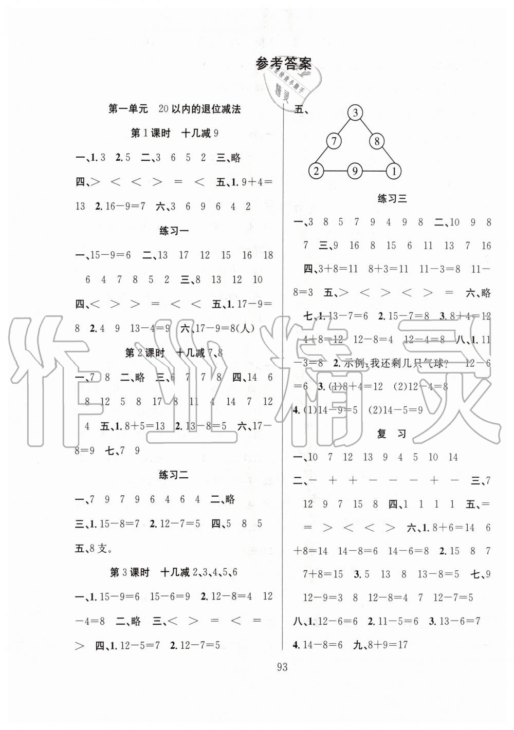 2020年陽(yáng)光課堂課時(shí)作業(yè)一年級(jí)數(shù)學(xué)下冊(cè)蘇教版 第1頁(yè)