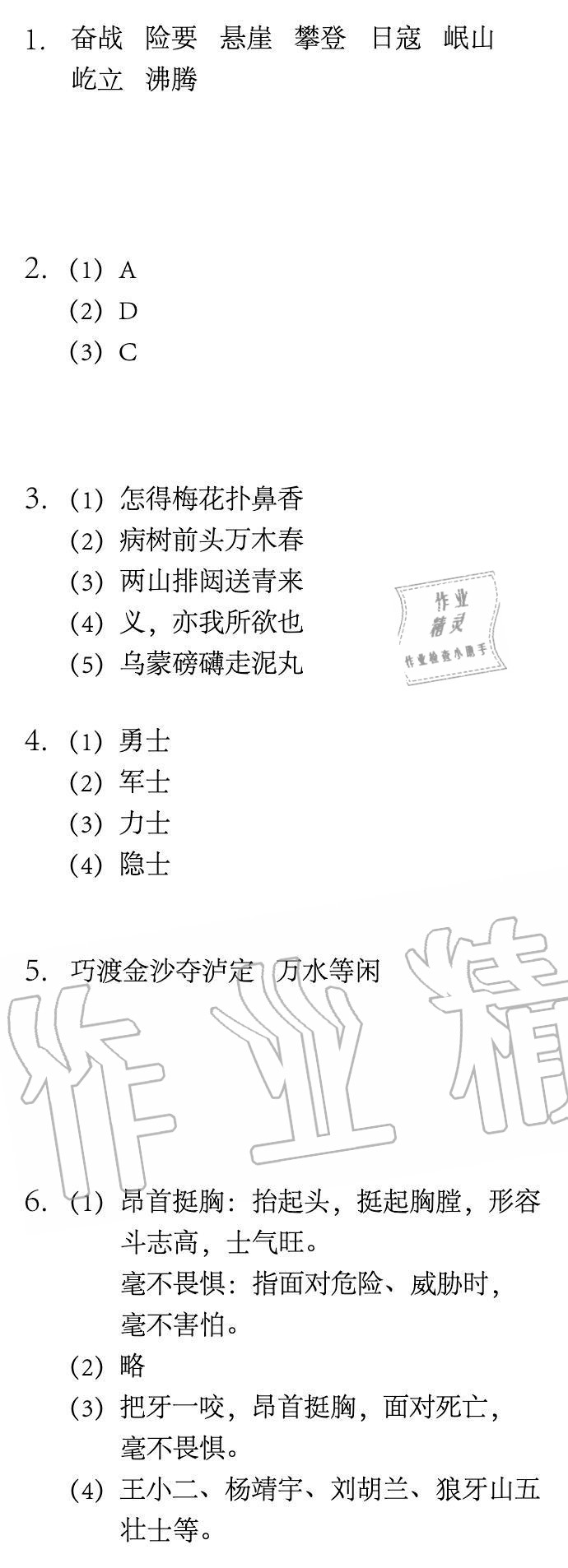 2020年长江寒假作业六年级语文人教版崇文书局 第3页