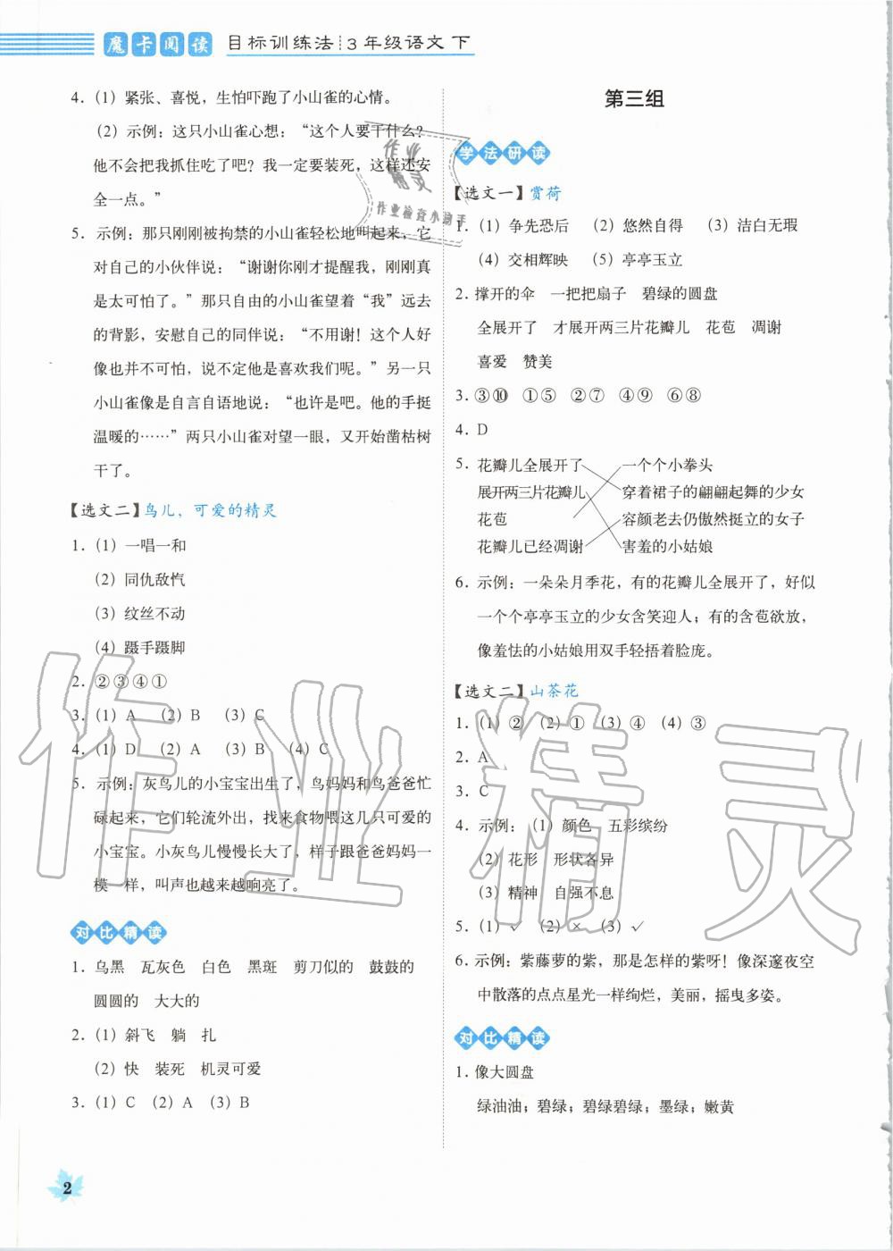 2020年魔卡閱讀目標訓練法三年級語文下冊人教版 第2頁