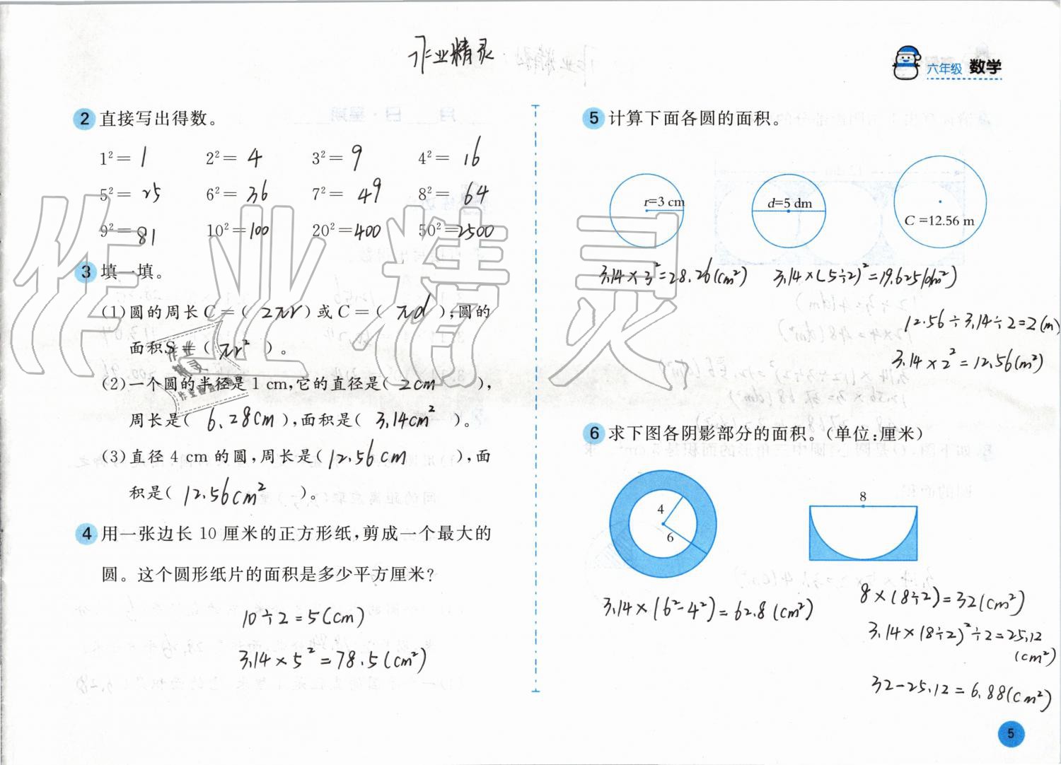 2020年寒假作業(yè)六年級數(shù)學(xué)北師大版安徽少年兒童出版社 第5頁