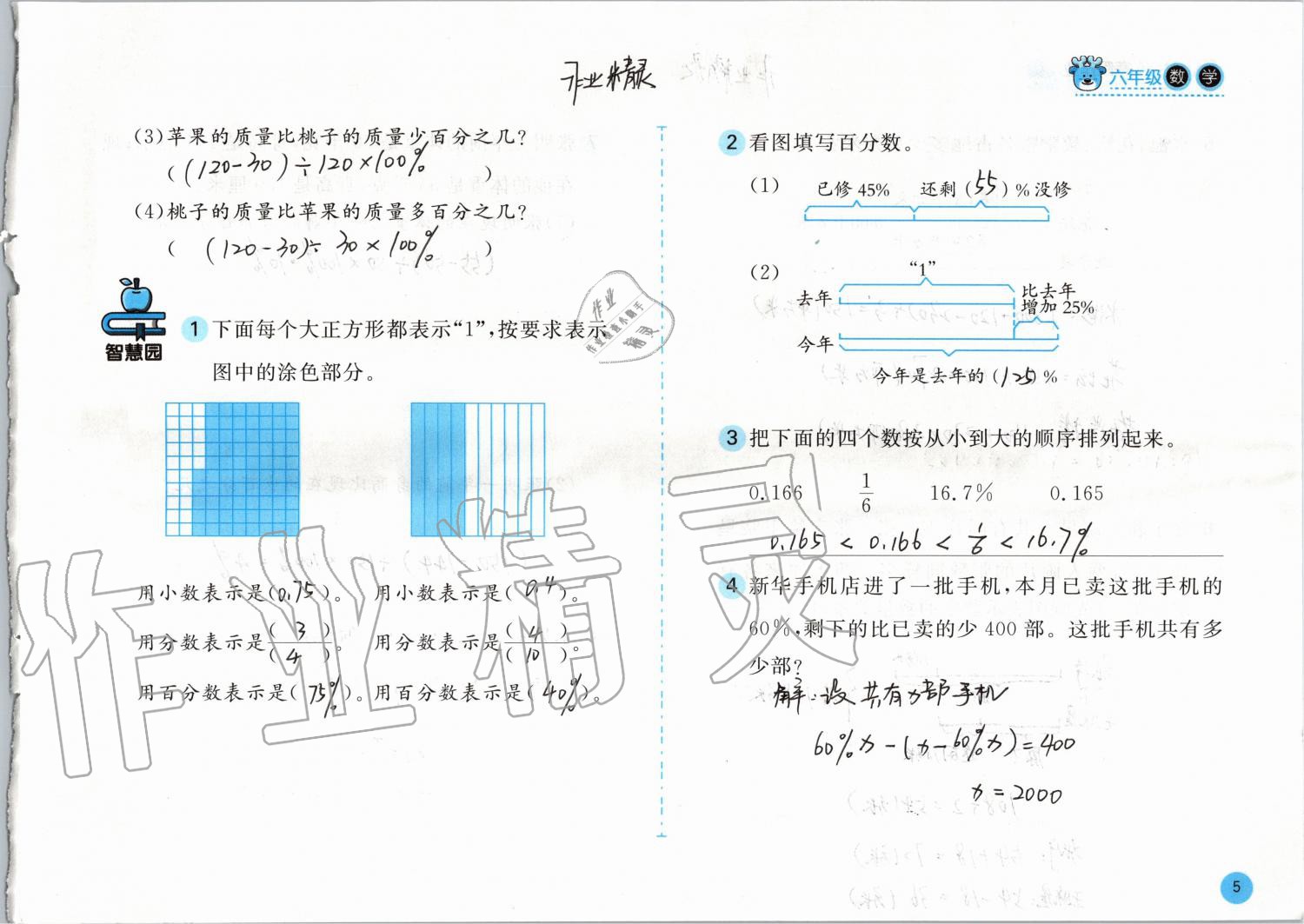 2020年寒假作业六年级数学苏教版安徽少年儿童出版社 第5页