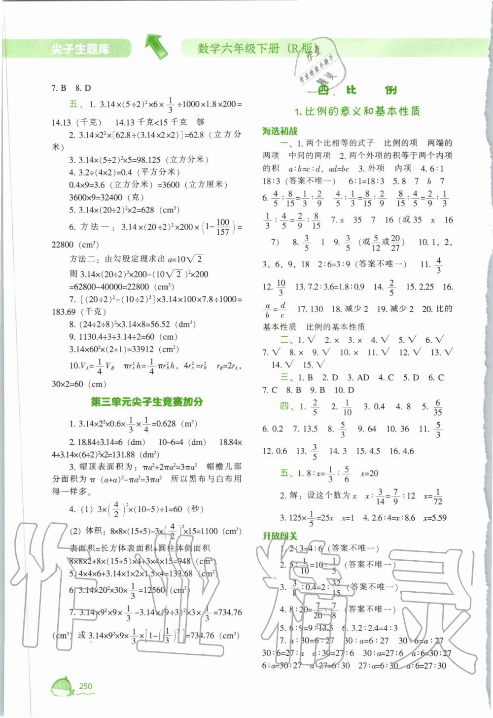 2020年尖子生题库六年级数学下册人教版 第6页