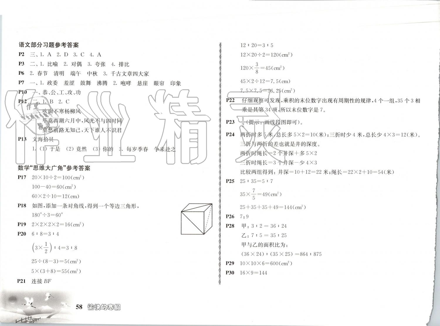 2020年愉快的寒假六年級(jí)南京出版社 第1頁