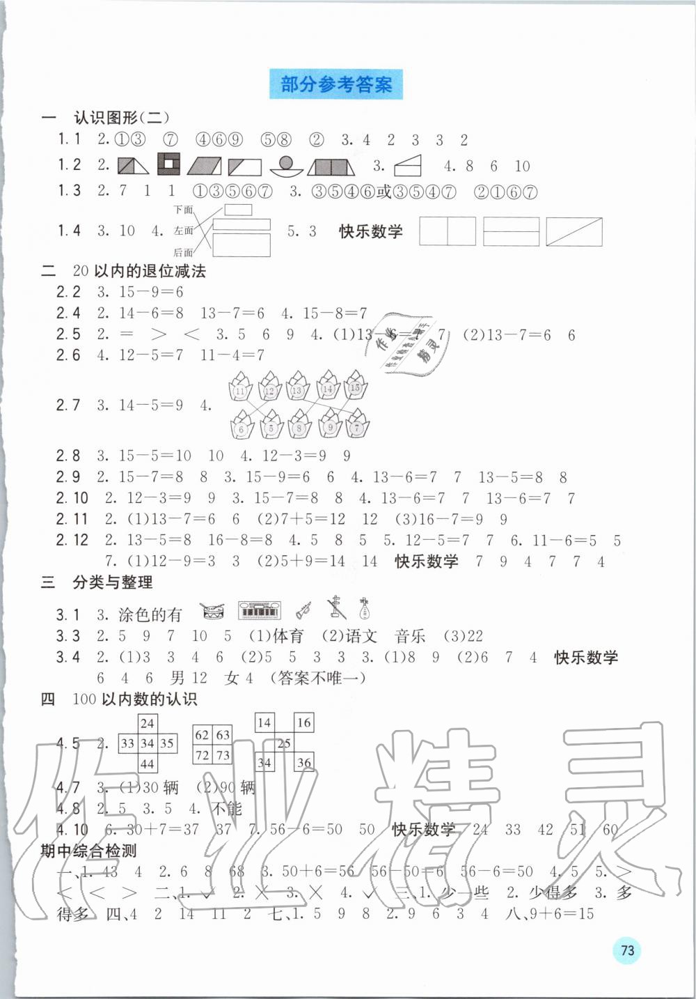 2020年快樂口算一年級下冊人教版 第1頁