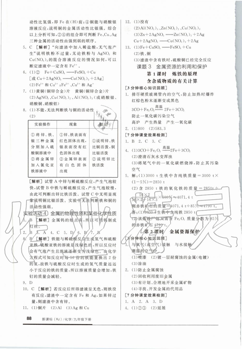 2020年全品基础小练习九年级化学下册人教版 第2页