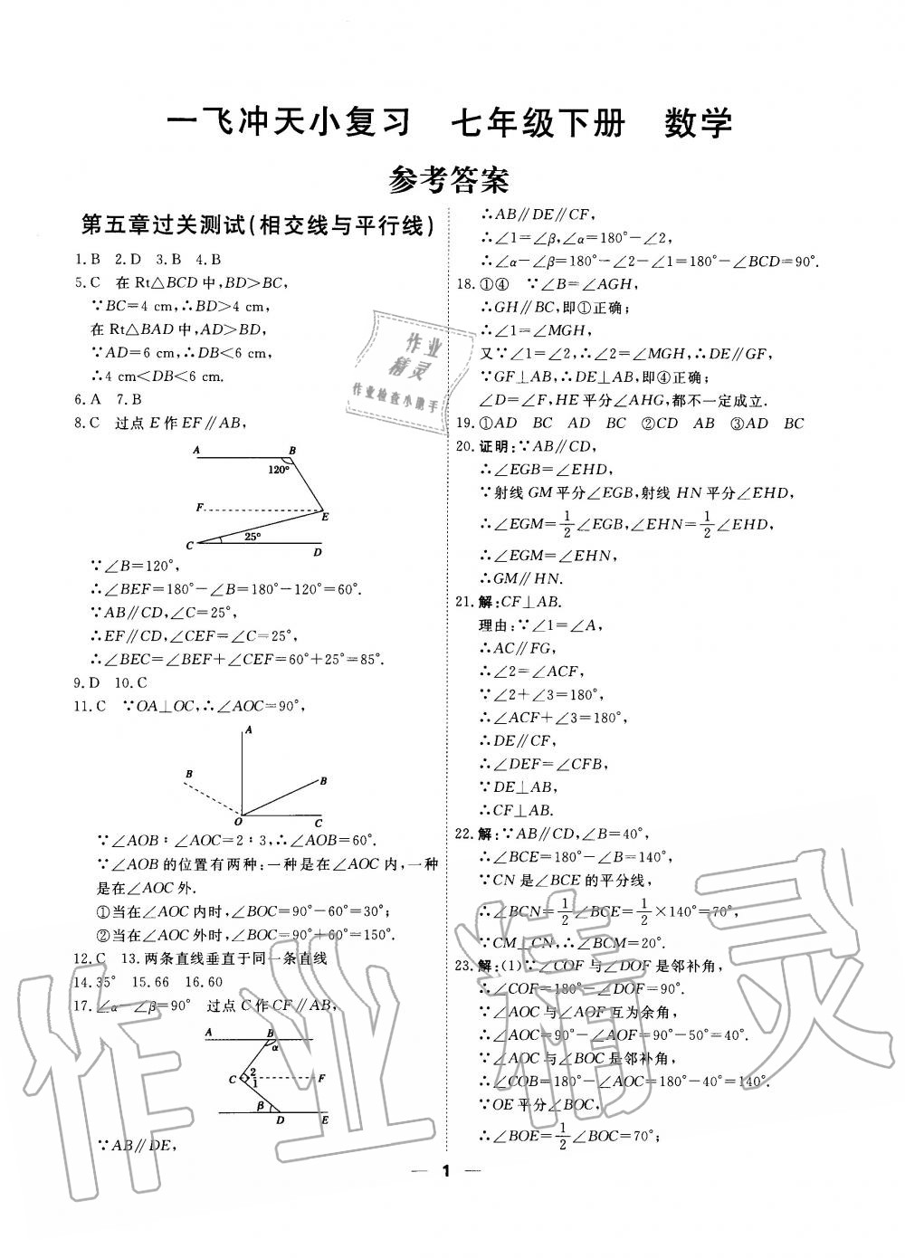 2020年一飛沖天小復習七年級數(shù)學下冊人教版 第1頁