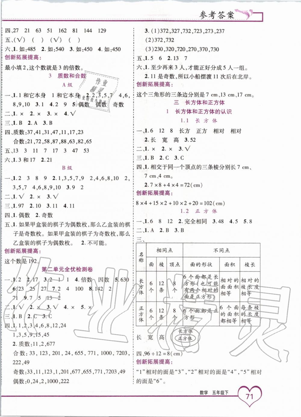 2020年全優(yōu)備考五年級數(shù)學下冊人教版 第2頁