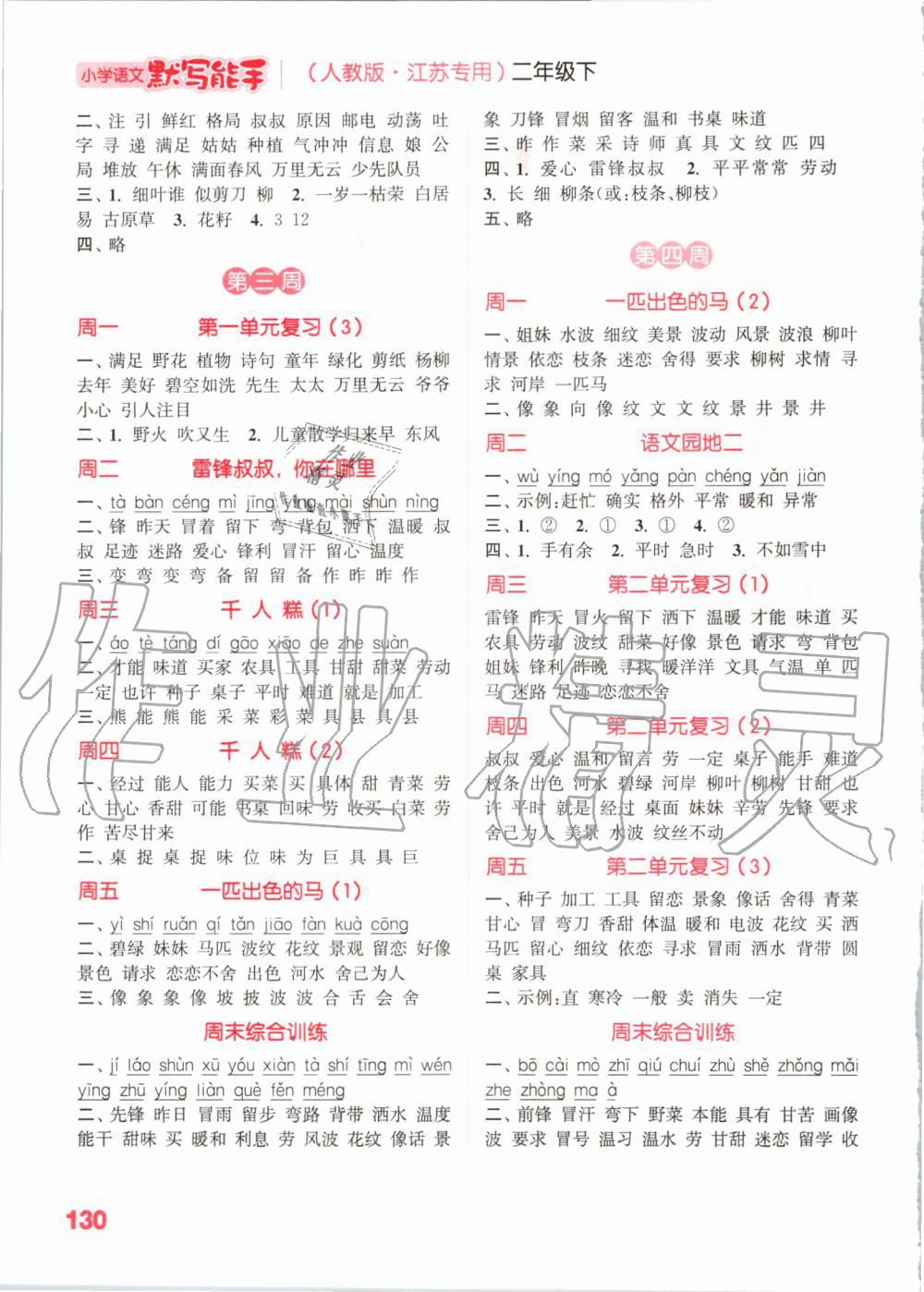 2020年小学语文默写能手二年级下册人教版江苏专用 第2页