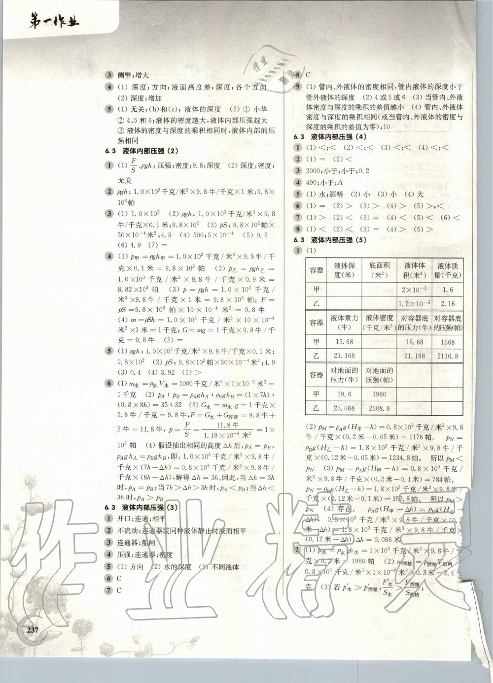 2019年第一作業(yè)九年級(jí)物理全一冊(cè)滬教版 第7頁(yè)